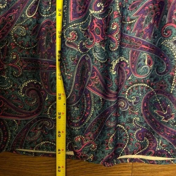 Vintage 80’s Paisley Lace Collar Dress Purple sz10 - Picture 14 of 16